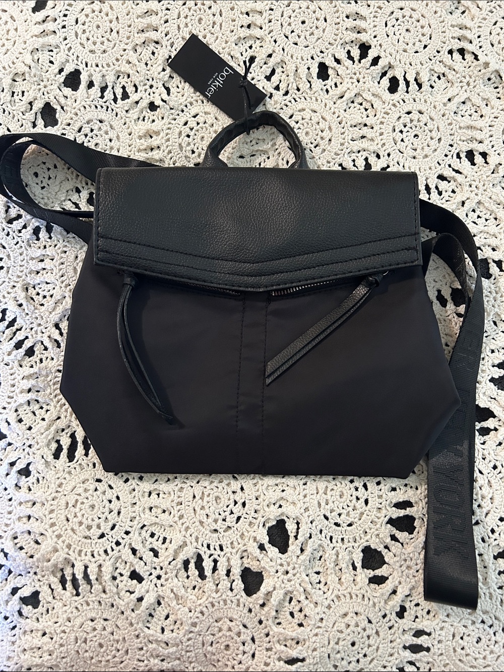 Botkier Black Nylon & Leather Convertible Backpack